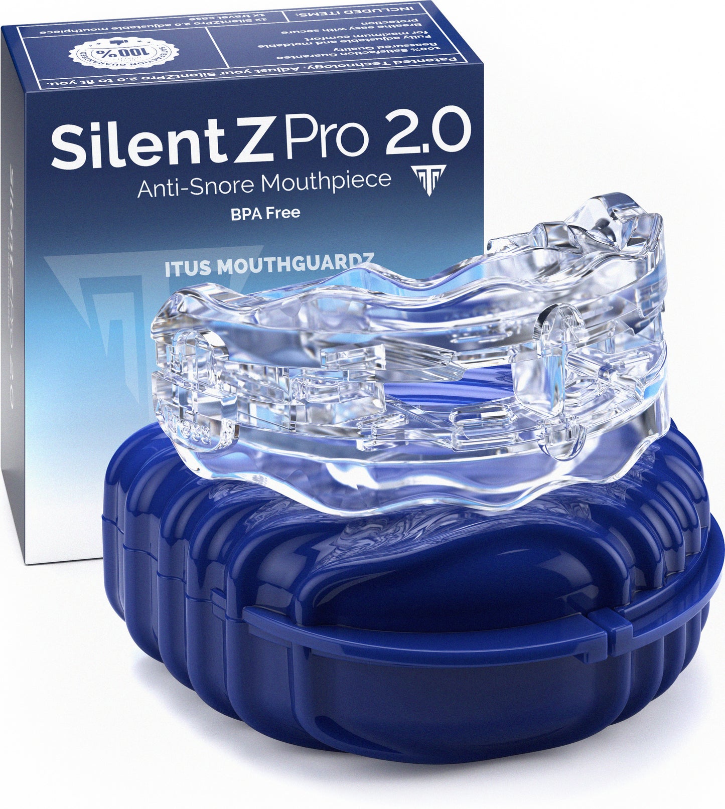 New SilentZPro 2.0 - Fully Adjustable Professional Anti-Snore Mouthguard: USA Design & Patented Protection Technology For a Safe Nights Sleep